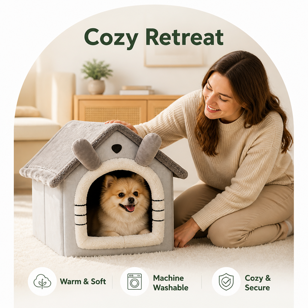 DogBedHouse Warm Insulated & Washable Cave Bed (Detachable Cover)