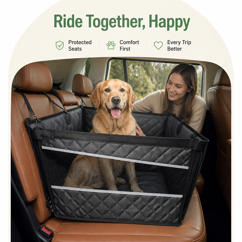 DogBedHouse Oxford Fabric & Machine-Washable Car Seat Extender (Storage Pocket)