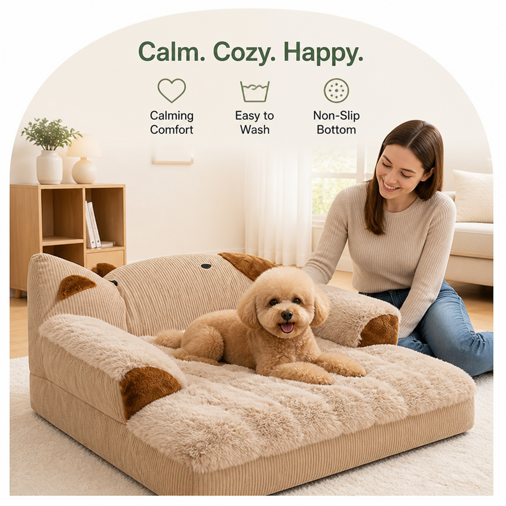 DogBedHouse Calming Washable & Non-Slip Sofa Bed (Removable Cover)