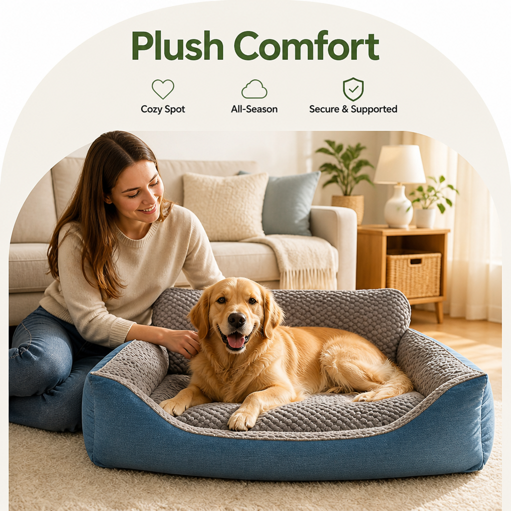 DogBedHouse Plush High-Back & Thick Padding Pet Sofa Bed