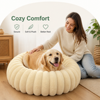 DogBedHouse Round Plush Sherpa Dog Bed (Multiple Sizes & Colors)