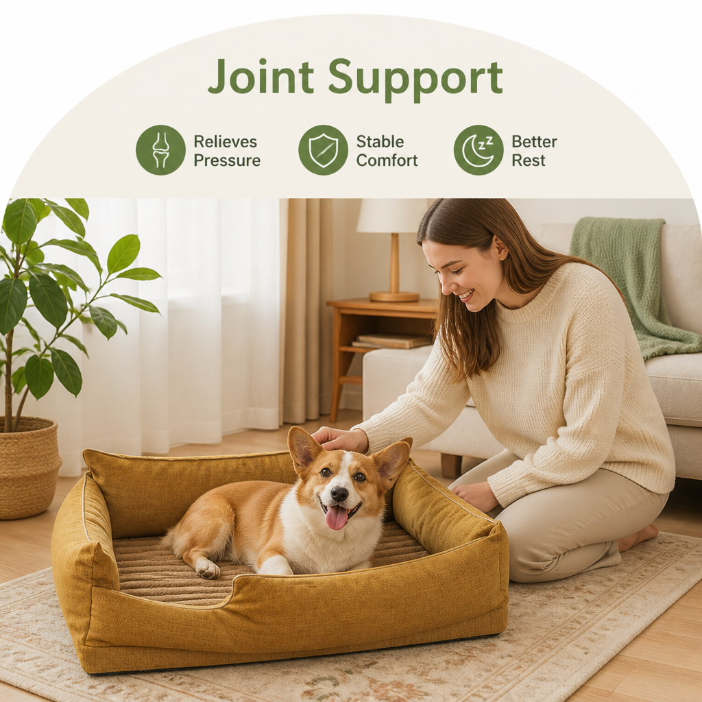 DogBedHouse Orthopedic Egg-Crate Foam Dog Bed (Water-Resistant Washable Cover)