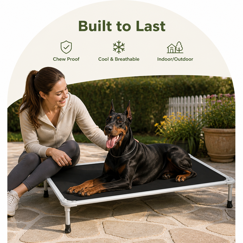 DogBedHouse Chew-Proof Aluminum Frame Elevated Dog Bed (Indoor/Outdoor)