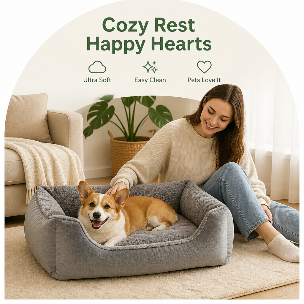 DogBedHouse Plush Mattress-Style & Easy-Clean Polyester Pet Bed