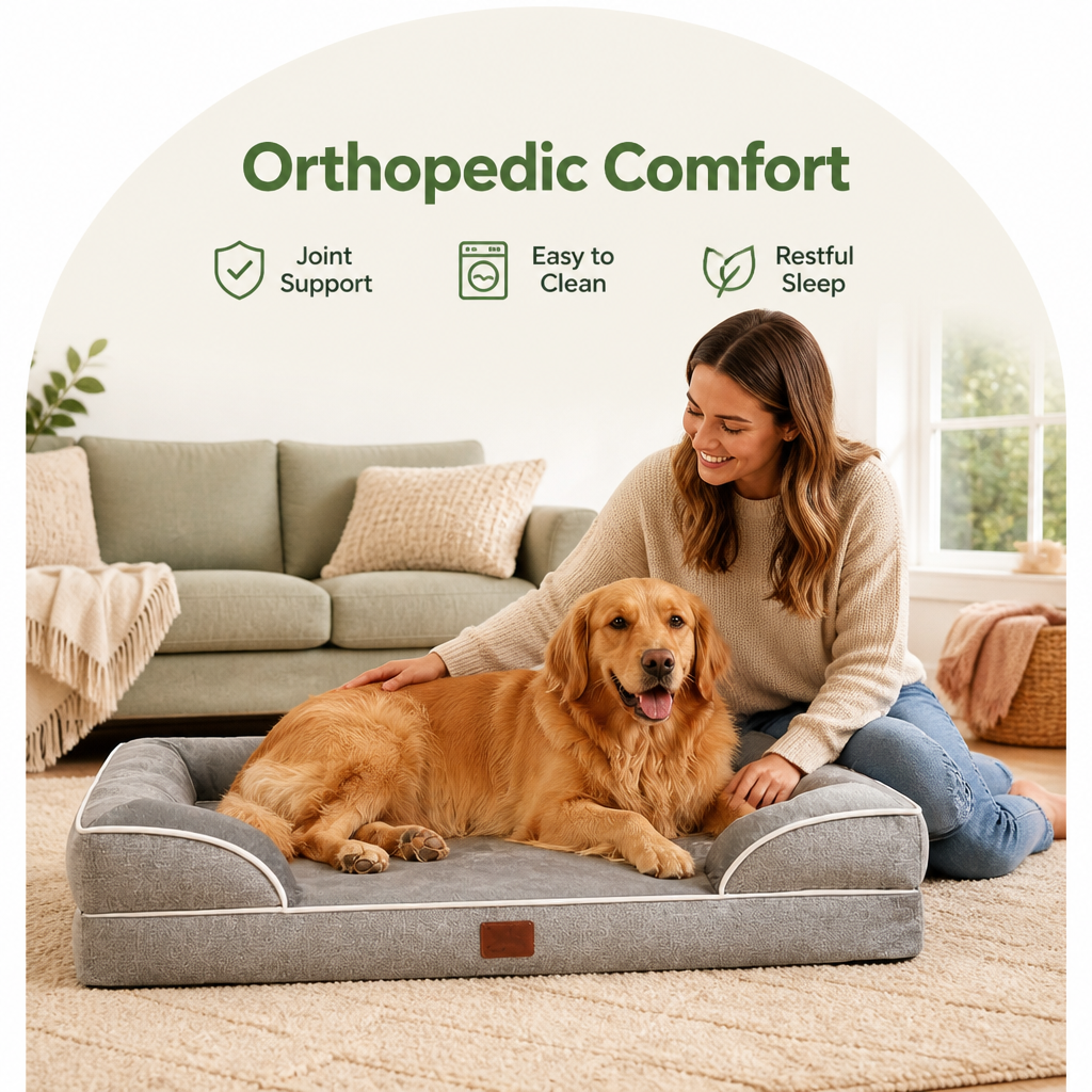 DogBedHouse Orthopedic Memory Foam Dog Bed (Removable Cover)