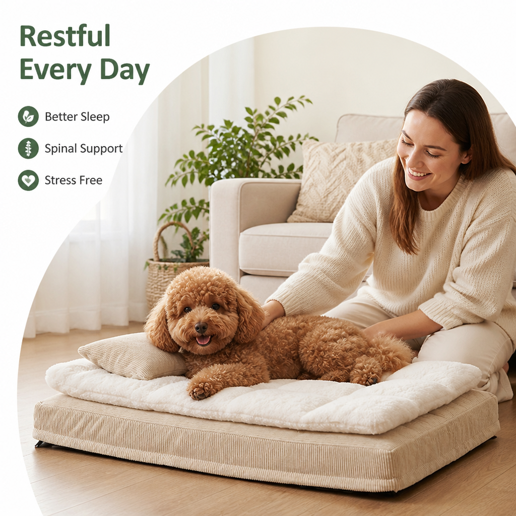 DogBedHouse Ergonomic Spinal Support & Removable Pillow Dog Bed