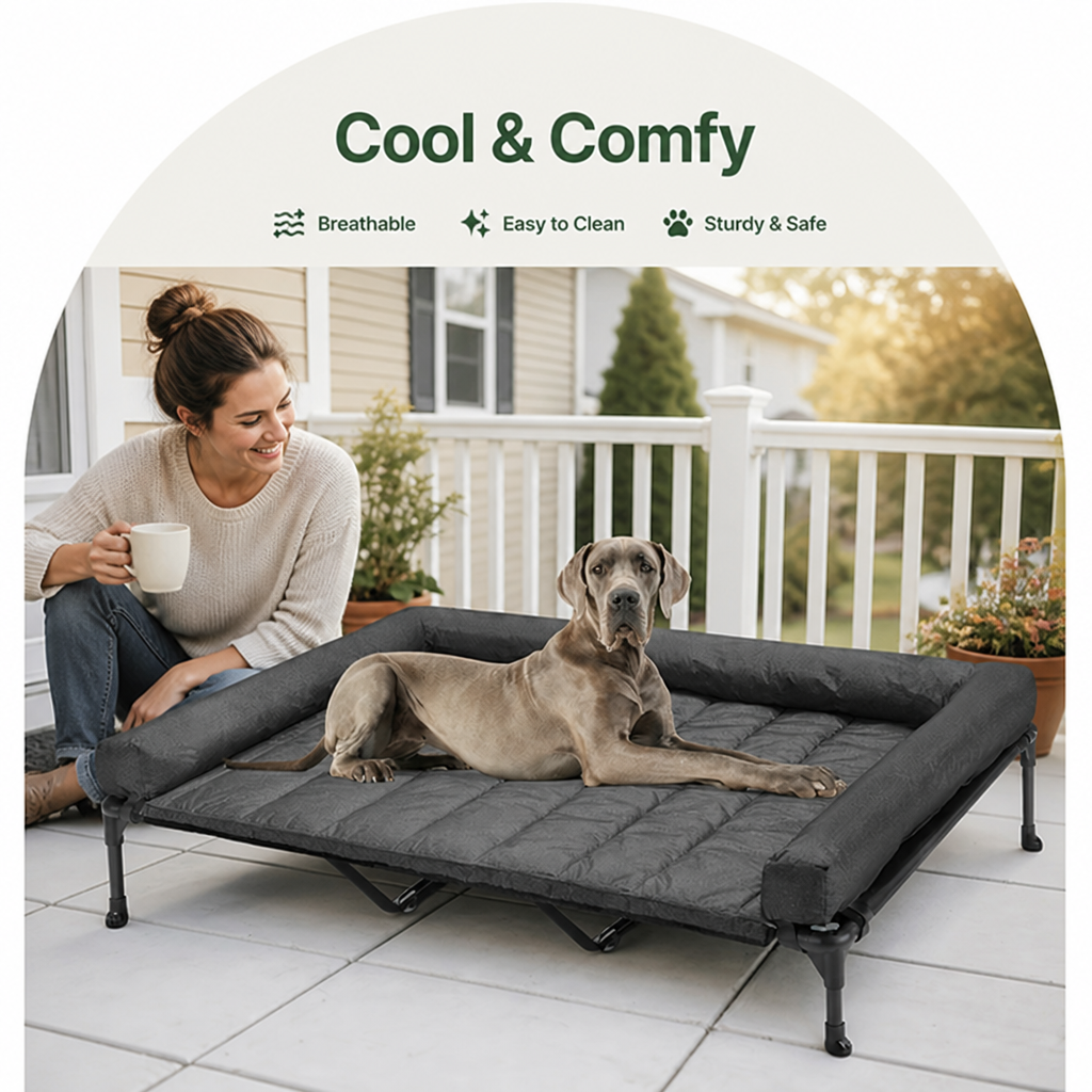 DogBedHouse Elevated Cooling Mesh Dog Bed (Removable Pillow-Top)