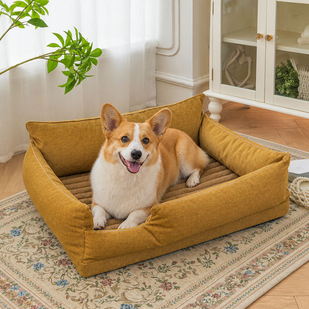 DogBedHouse Orthopedic Egg-Crate Foam Dog Bed (Water-Resistant Washable Cover)