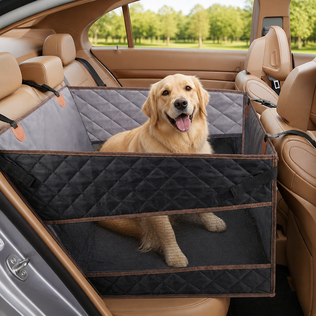 DogBedHouse Large Hard-Bottom & Non-Slip Dog Car Seat (Back-Seat Extender)