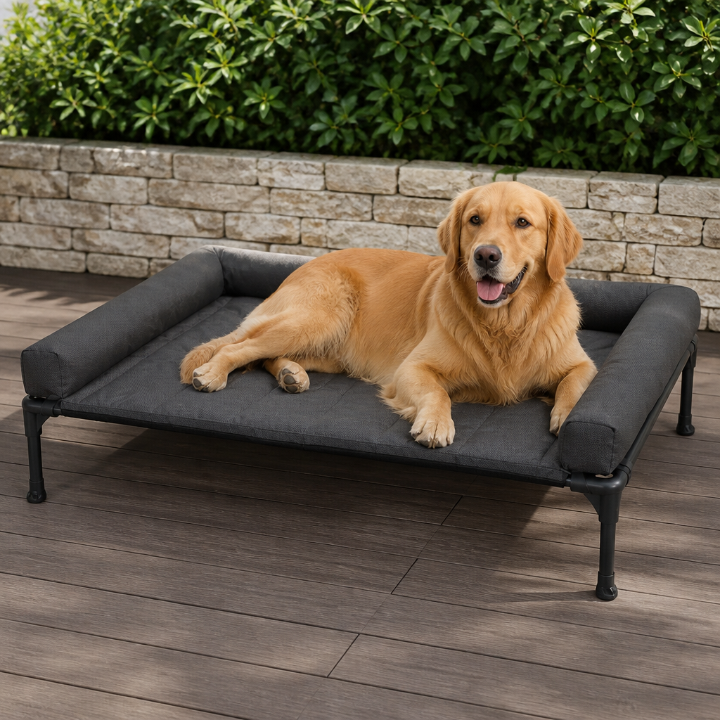 DogBedHouse Elevated Cooling Mesh Dog Bed (Removable Pillow-Top)