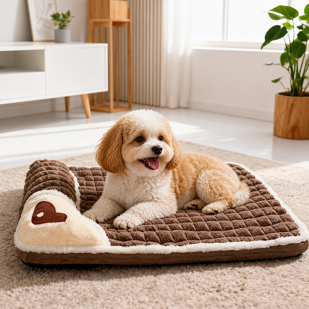 DogBedHouse Four-Season Plush & Washable Dog Sleeping Mat (Removable Floor Mat)