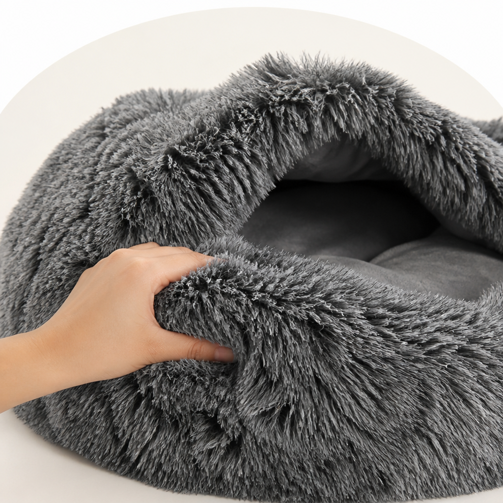 DogBedHouse Warmth-Retaining Polyester Hooded Pet Nest