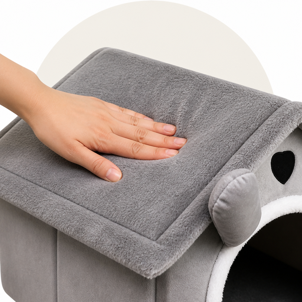 DogBedHouse All-Season Plush Washable Cat & Small Dog Bed (Non-Slip Bottom)