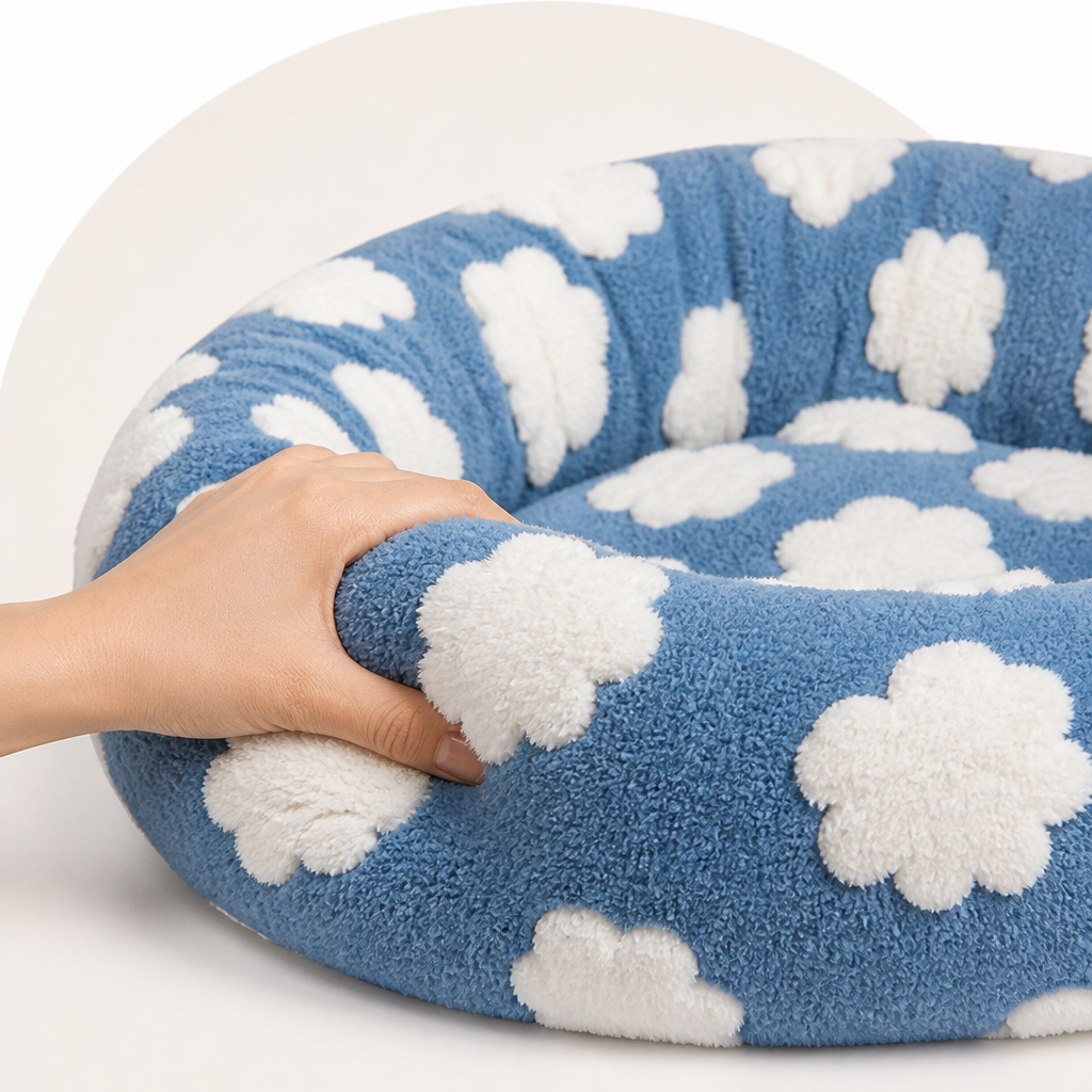 DogBedHouse Chew-Resistant Cotton & Anti-Slip Donut Dog Bed