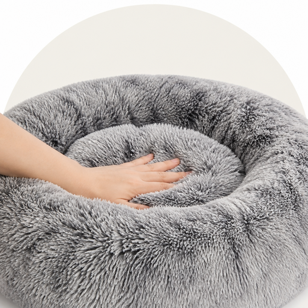 DogBedHouse Plush Long-Pile Tie-Dye Round Dog Bed