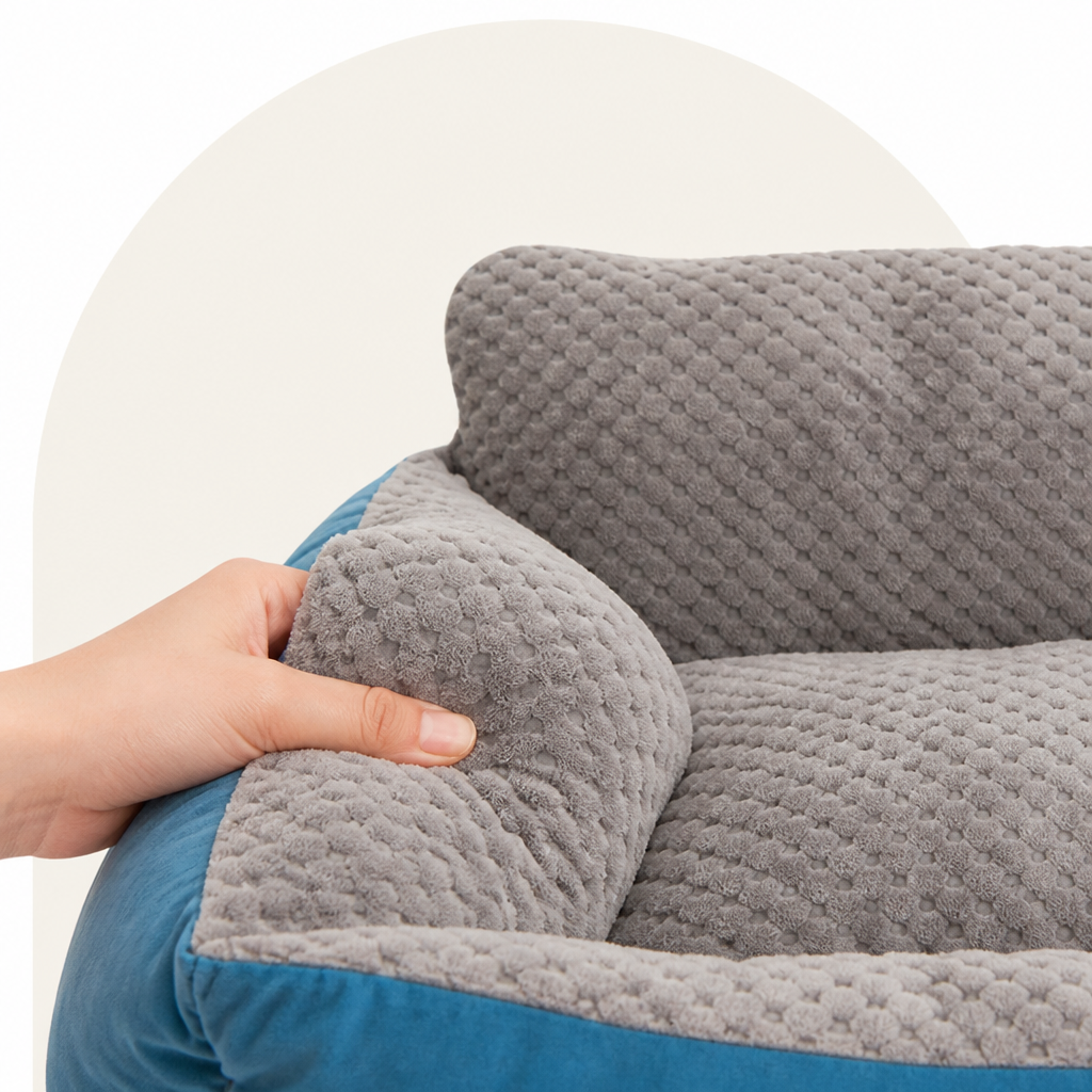 DogBedHouse High-Back Extra Thick Plush Pet Sofa Bed (Washable Cover)