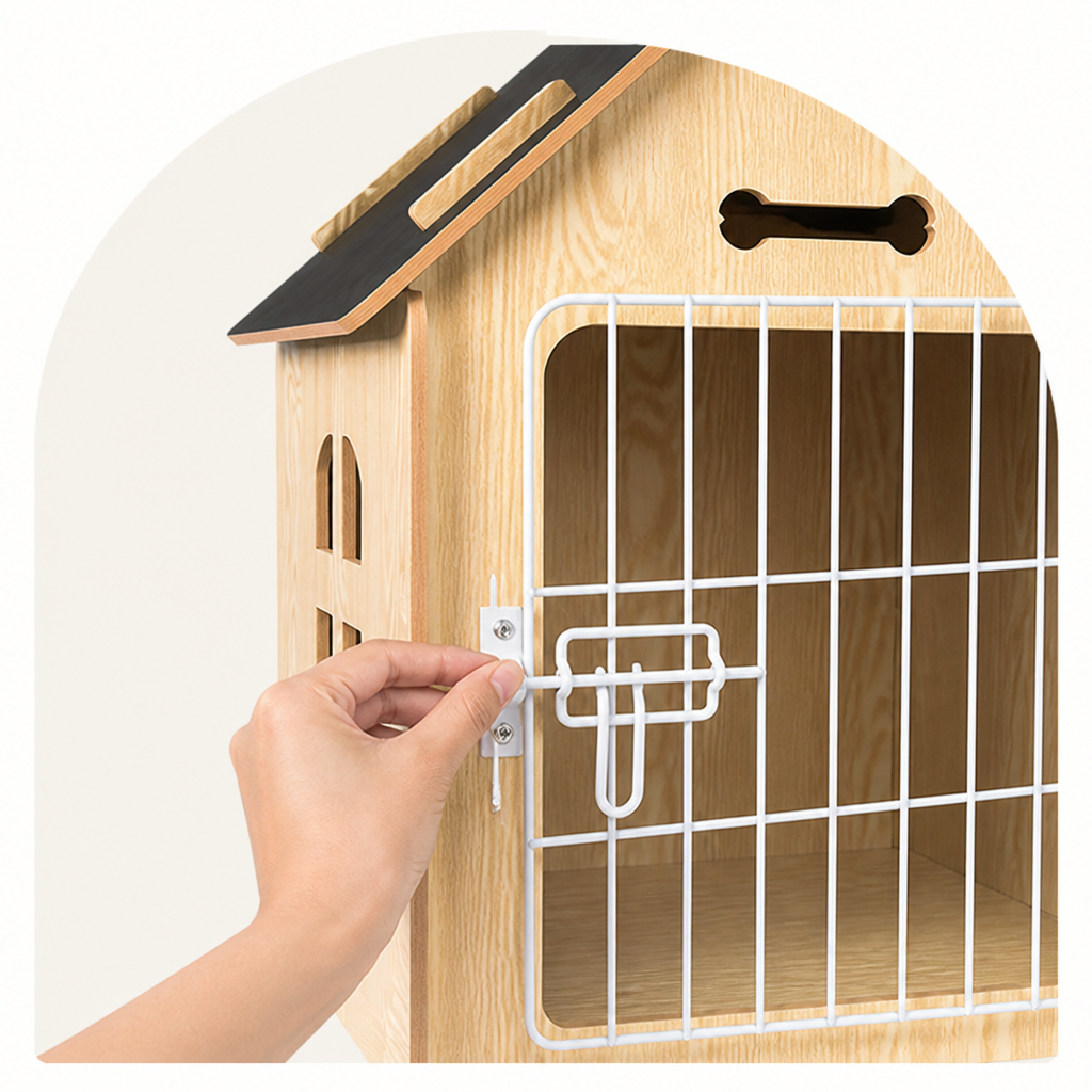 DogBedHouse Elevated Wood & Ventilated Pet House (For Small Dogs & Cats)