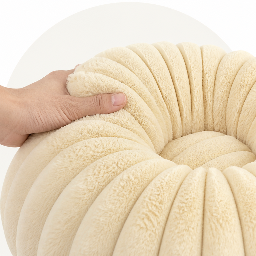DogBedHouse Round Plush Sherpa Dog Bed (Multiple Sizes & Colors)