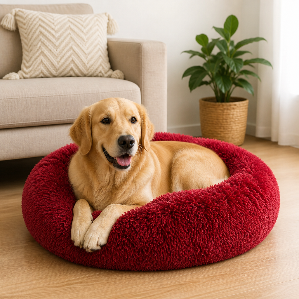 DogBedHouse Calming Plush Donut Dog Bed