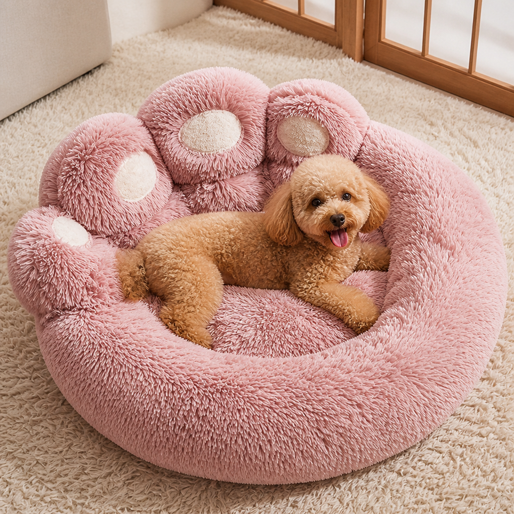 DogBedHouse Plush & Non-Slip Bear Paw Pet Bed