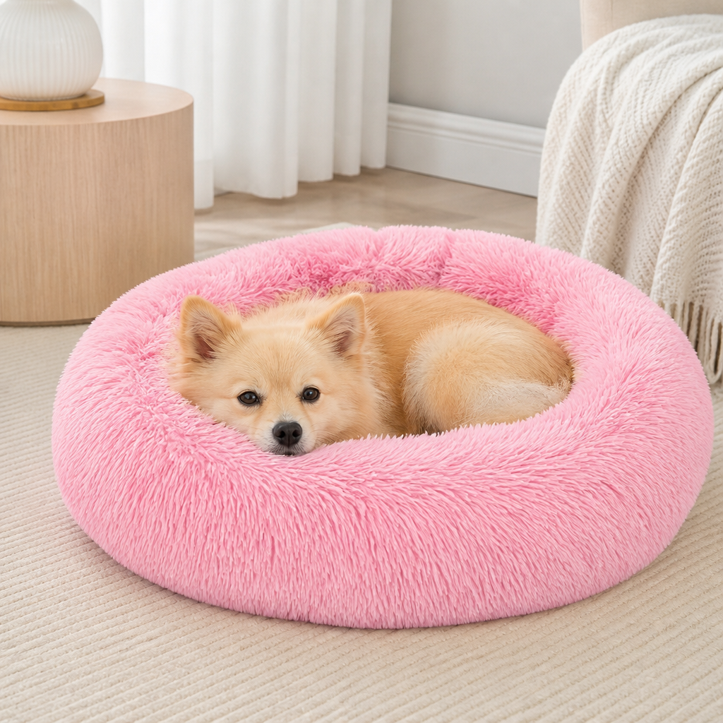 DogBedHouse Calming Plush Donut Dog Bed
