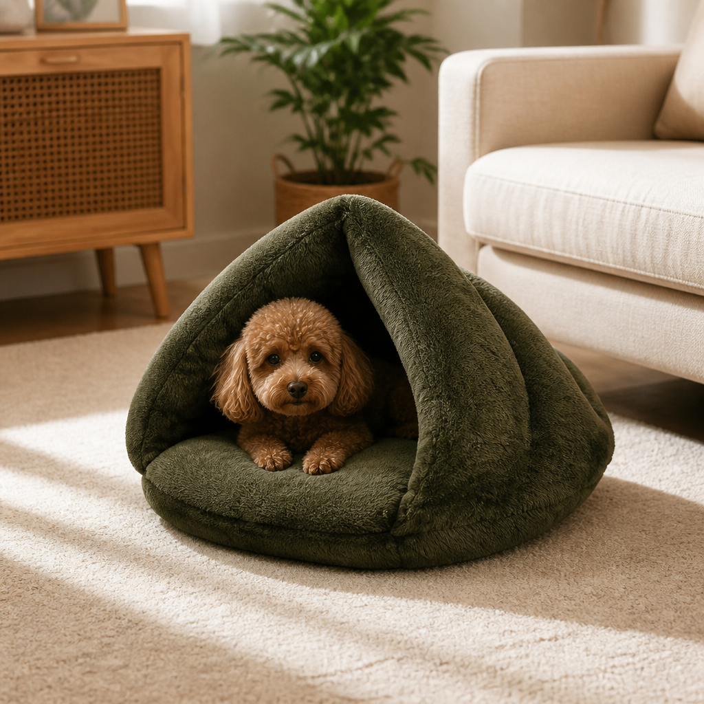 DogBedHouse Cozy Triangular Nook & Soft Polyester Pet Bed