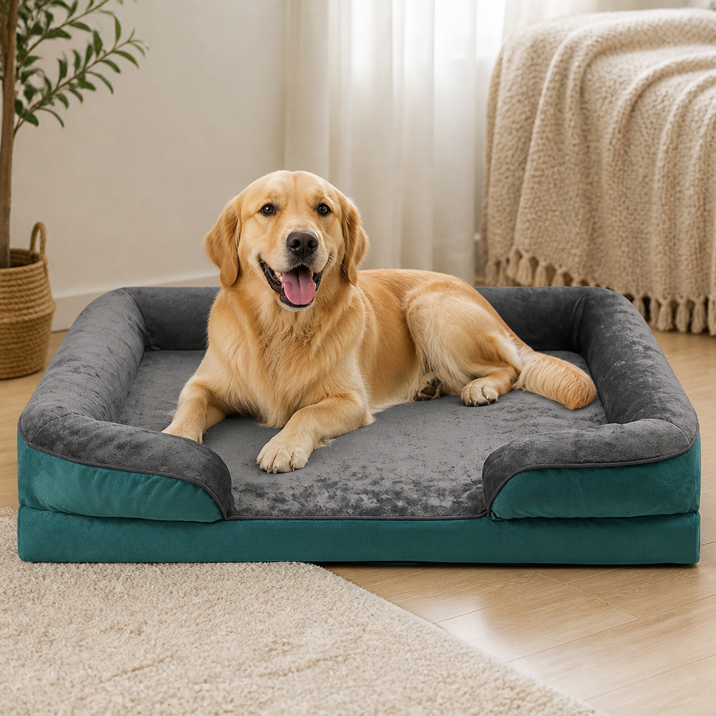 DogBedHouse Orthopedic Support Foam & Anti-Skid Bottom Dog Bed (Detachable Cover)