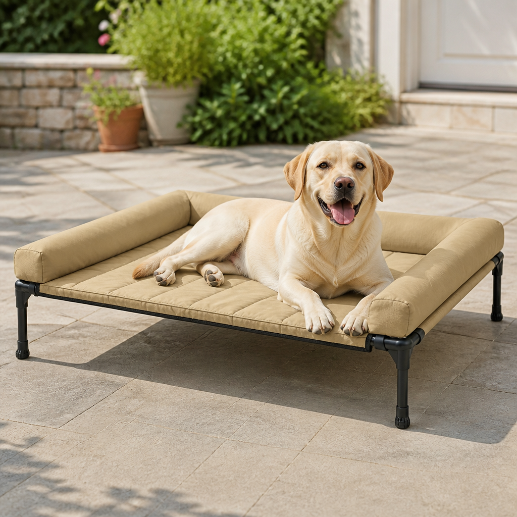 DogBedHouse Elevated Cooling Mesh Dog Bed (Removable Pillow-Top)