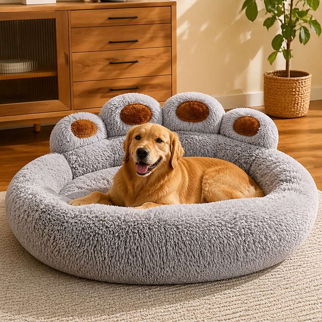 DogBedHouse Bear Paw Plush & Non-Slip Dog Bed