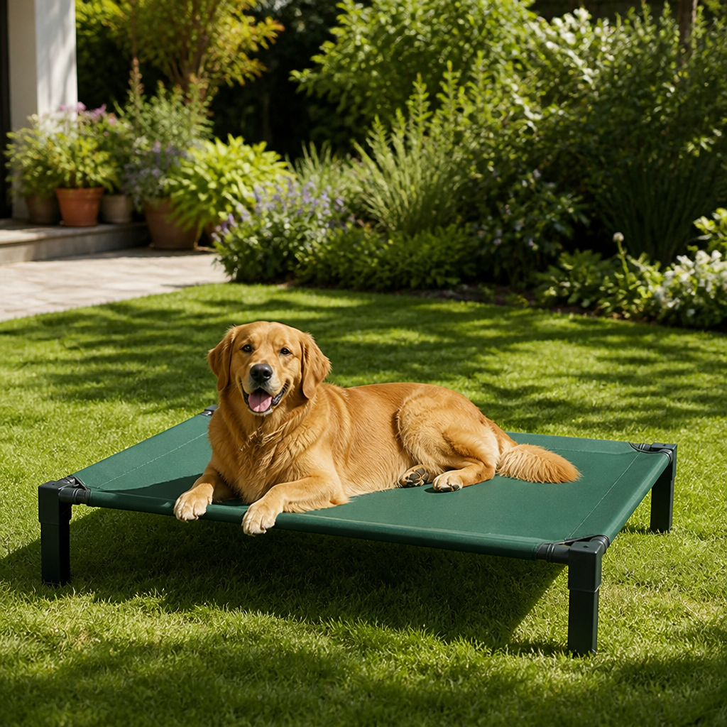 DogBedHouse Elevated Cooling & Portable Dog Cot (Removable Canopy)