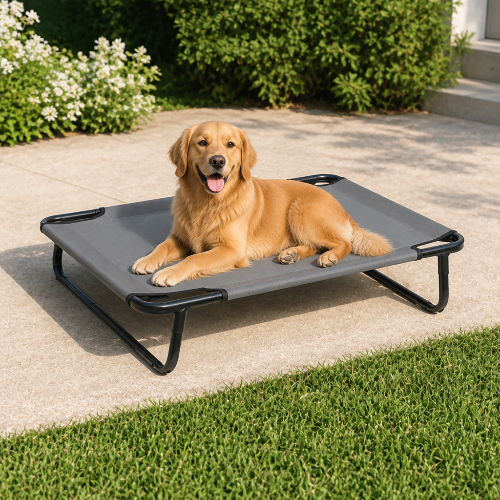 DogBedHouse Elevated Iron Frame & Breathable Dog Bed (No Filler)