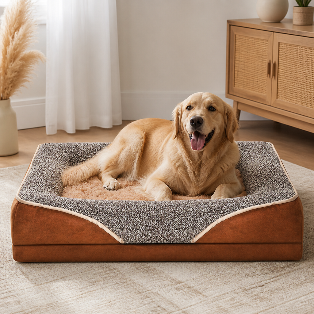 DogBedHouse Removable Washable Plush Bolster Bed