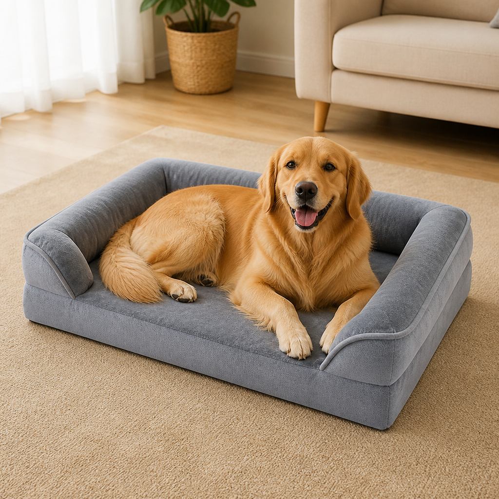 DogBedHouse Orthopedic Egg-Crate Foam & Non-Slip Dog Bed (Removable Washable Cover)