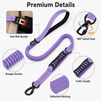 2-In-1 Reflective & Shock-Absorbing Dog Seat Belt Leash