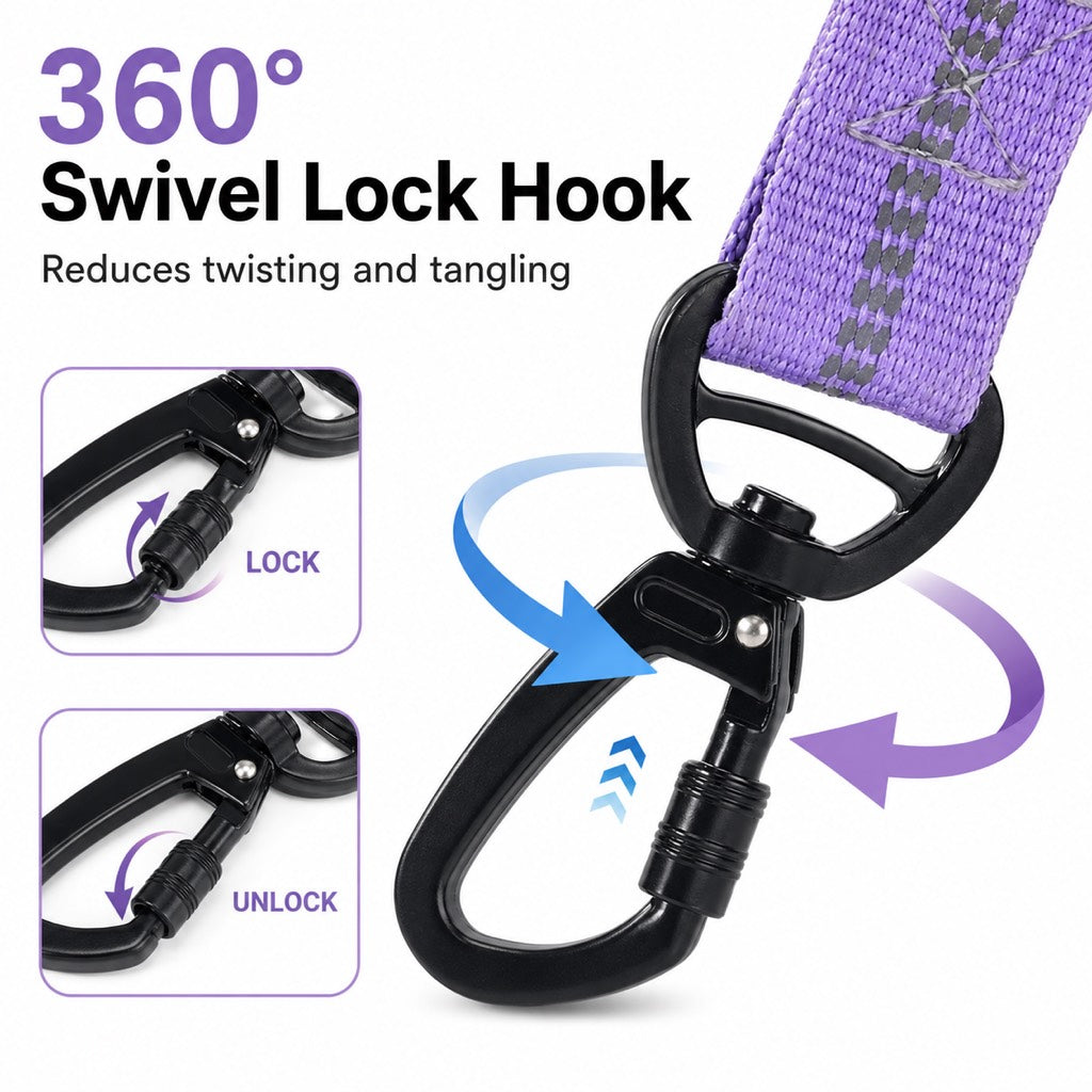 2-In-1 Reflective & Shock-Absorbing Dog Seat Belt Leash