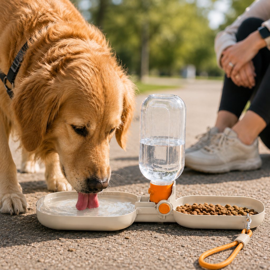 2-in-1 Leak-Resistant Folding Pet Travel Bottle & Bowl (15.6 fl oz)