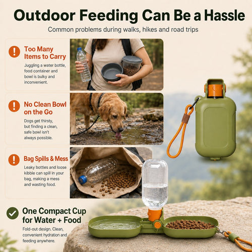 2-in-1 Leak-Resistant Folding Pet Travel Bottle & Bowl (15.6 fl oz)