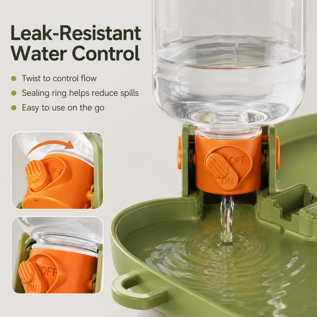 2-in-1 Leak-Resistant Folding Pet Travel Bottle & Bowl (15.6 fl oz)
