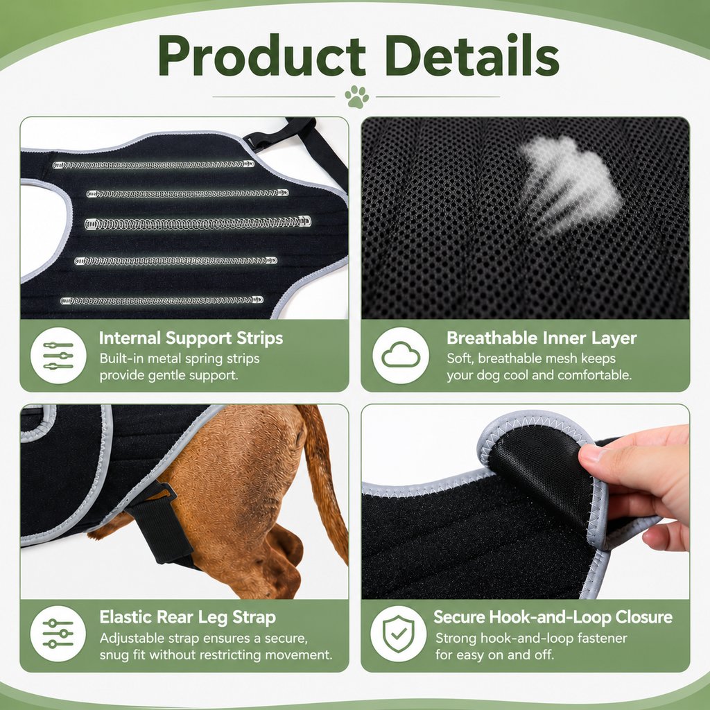 Adjustable Breathable Back Support Vest (Long-Backed Breeds)