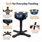 Adjustable Height & Tilt Elevated Dog Bowl (Slow-Feed Insert)