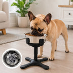 Adjustable Height & Tilt Elevated Dog Bowl (Slow-Feed Insert)