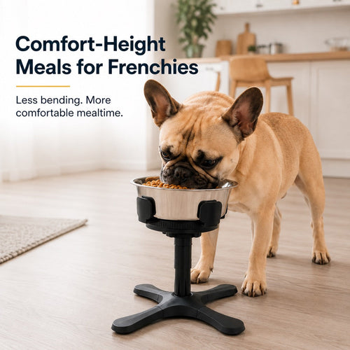 Adjustable Height & Tilt Elevated Dog Bowl (Slow-Feed Insert)
