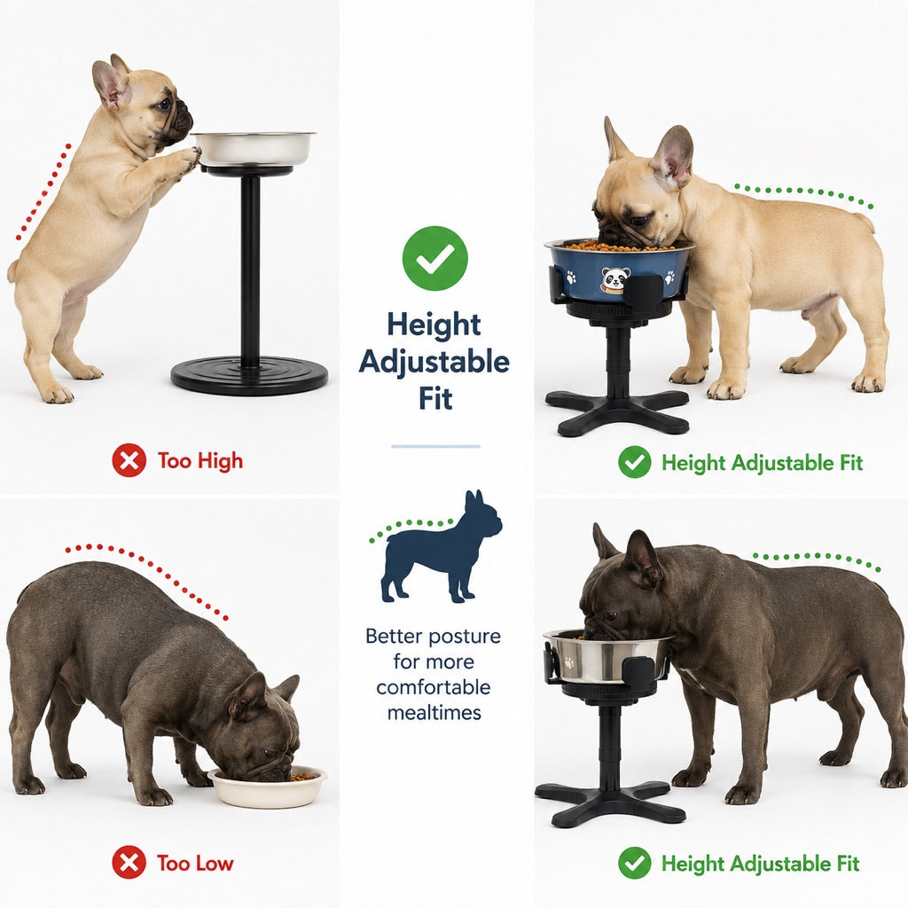 Adjustable Height & Tilt Elevated Dog Bowl (Slow-Feed Insert)
