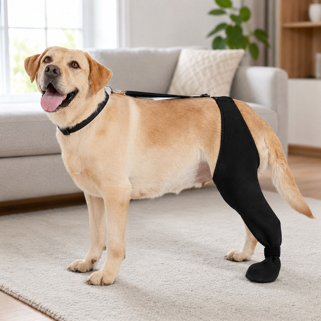 Adjustable Hip-to-Paw Dog Rear Leg Recovery Sleeve (Enclosed Paw Cover)