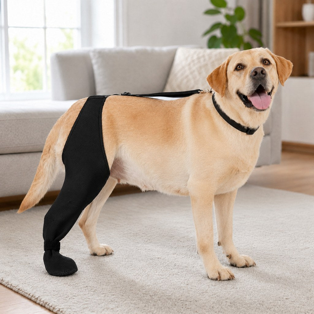 Adjustable Hip-to-Paw Dog Rear Leg Recovery Sleeve (Enclosed Paw Cover)