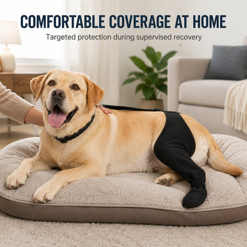 Adjustable Hip-to-Paw Dog Rear Leg Recovery Sleeve (Enclosed Paw Cover)