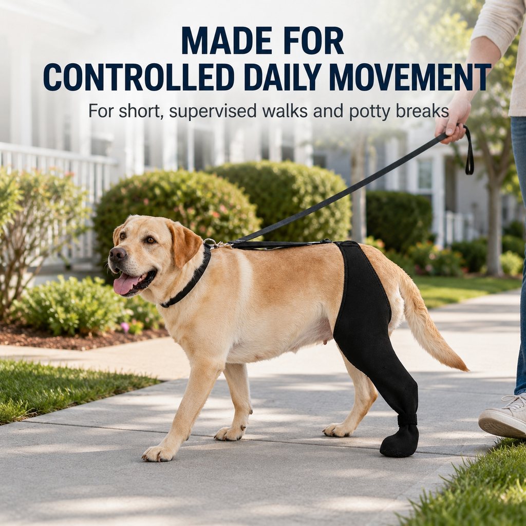 Adjustable Hip-to-Paw Dog Rear Leg Recovery Sleeve (Enclosed Paw Cover)