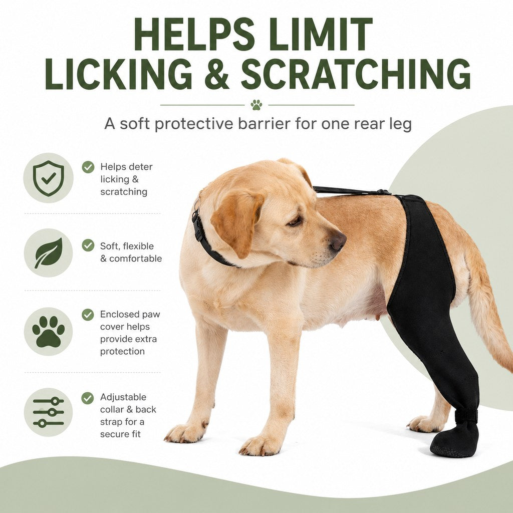 Adjustable Hip-to-Paw Dog Rear Leg Recovery Sleeve (Enclosed Paw Cover)