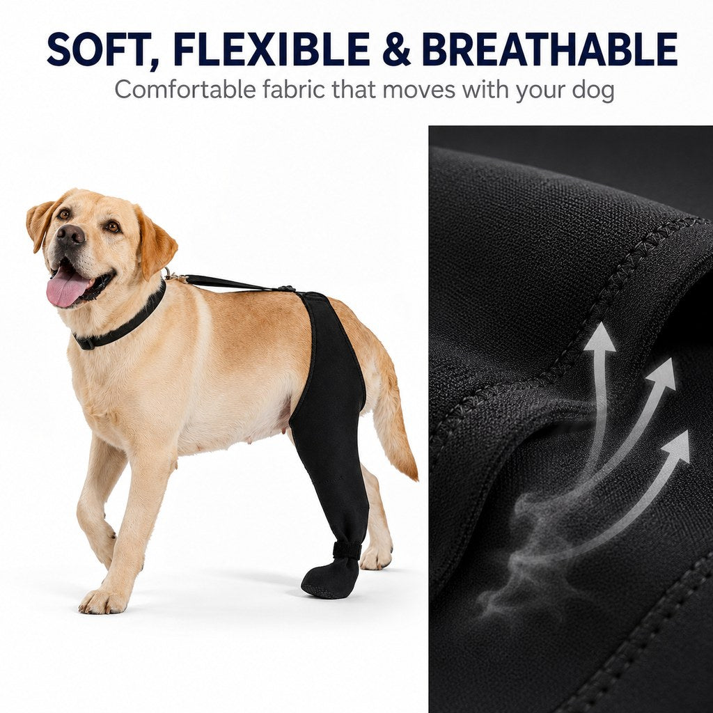 Adjustable Hip-to-Paw Dog Rear Leg Recovery Sleeve (Enclosed Paw Cover)