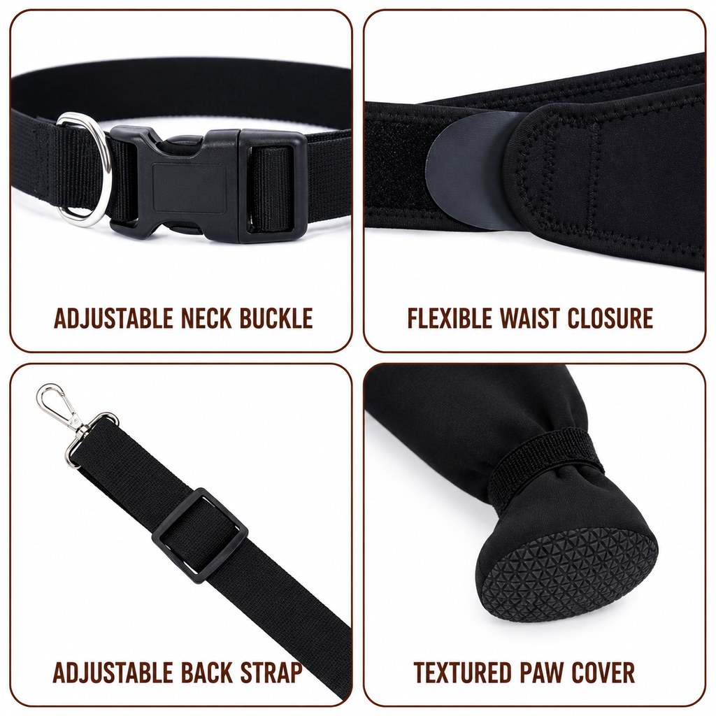 Adjustable Hip-to-Paw Dog Rear Leg Recovery Sleeve (Enclosed Paw Cover)